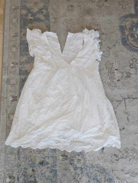 Mustard Seed Dresses & Skirts - Mustard Seed White Eyelet Mini Dress with Ruffle Details